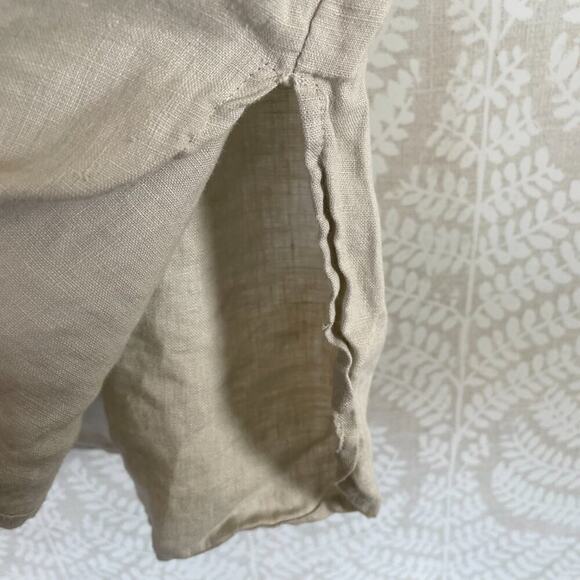 Ellen Tracy Tan/Beige/Neutral Linen Short Sleeve 1/4 Zip Tunic/Shirt/Top, XL - Picture 9 of 16